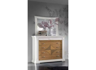 Kommod mat Spigel Sideboards Holz Kommoden Miwwelen 2tlg Wäiss Italien