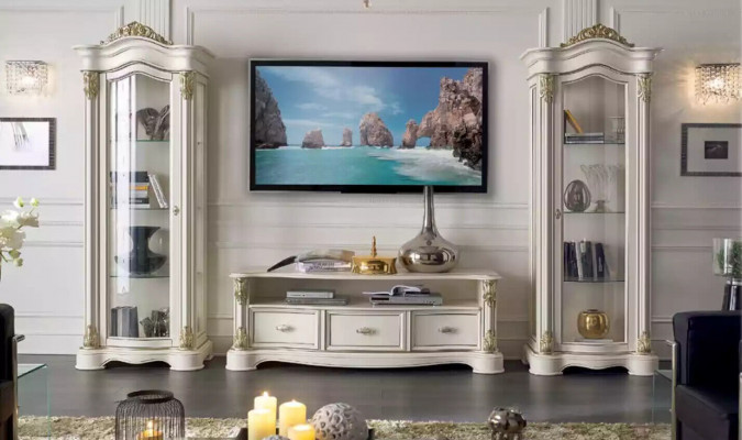 Wunnzëmmer RTV Vitrine Sideboard Kommode Schaf Grupp XXL Set 3 Stéck.