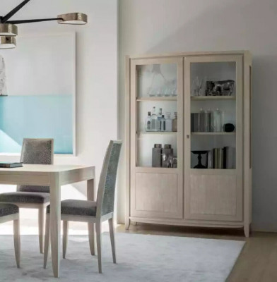 Vitrinnen Wunnzëmmer Miwwelen Holz Vitrinnen Glas Schaf Beige Anrichte Nei