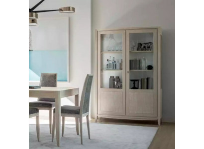 Vitrinnen Wunnzëmmer Miwwelen Holz Vitrinnen Glas Schaf Beige Anrichte Nei