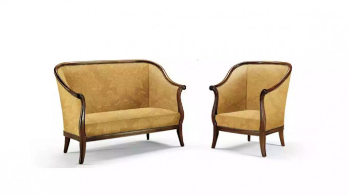 Canapé Couchage Polster Klassesche 2-Sëtzer Fotell Giel Italieneschen Stil