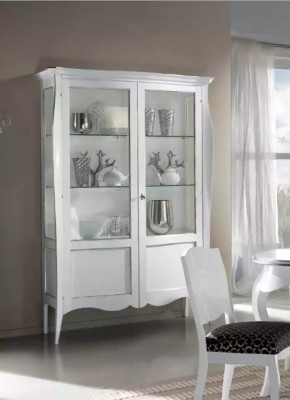 Vitrinn Glas-Schaf Wäiss Luxus Italienesch Miwwelen Schief Wunnzëmmer