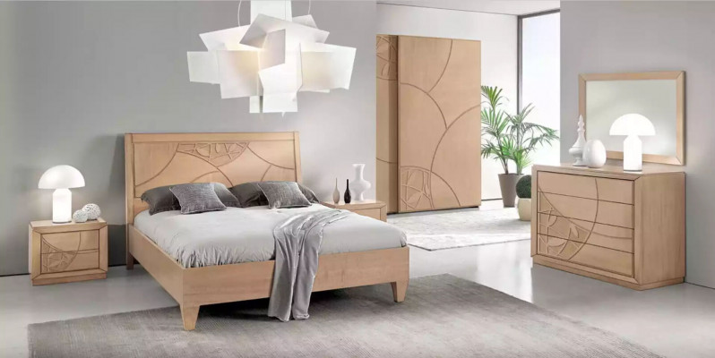 Design-Schlofkummer 3-teileg. Bett 2x Nuetsdësch Modern Luxus Better Set