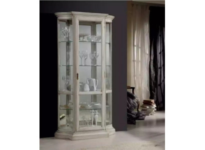 Wunnzëmmer Miwwelen Holz Vitrine Glas Schief Vollholz Sideboard Vitrine
