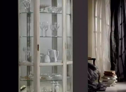 Wunnzëmmer Miwwelen Holz Vitrine Glas Schief Vollholz Sideboard Vitrine