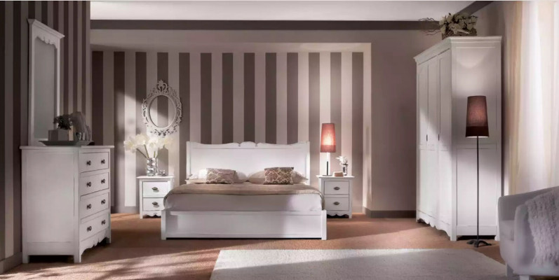 Schlofzëmmer Design Modern Luxus Schlofzëmmer Bett 2x Nuetsdëscher 3 deelech