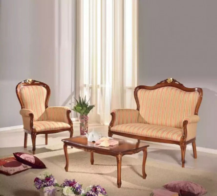 Sofa Garnitur 2 Sëtzer Set Design Sofa Polster Canapé Klassesch Luxus Neit