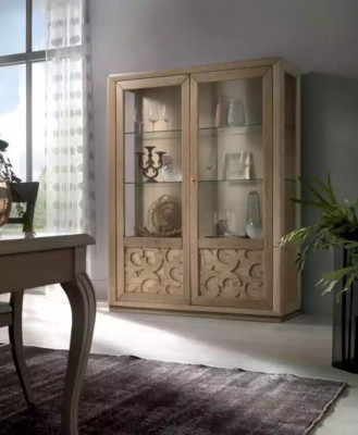 Vitrinnen Holz Glas Schaf Braun Vitrin Wunnzëmmer Miwwelen Kommode Nei