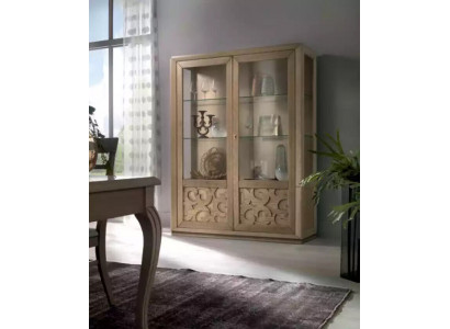 Vitrinnen Holz Glas Schaf Braun Vitrin Wunnzëmmer Miwwelen Kommode Nei