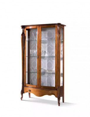 Klassesch Vitrine Glas Schaf Vitrine Holz Wunnzëmmer Luxus Braun