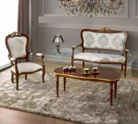 Sofagang Set Design Sofa 2-Sëtzer Fotel Couch Klassesch Luxus Neit