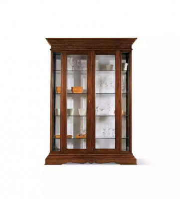 Garnitur Set 7 Deeler Iesszëmmer Iessdësch 4x Still Vitrin Luxus Holz Miwwelen