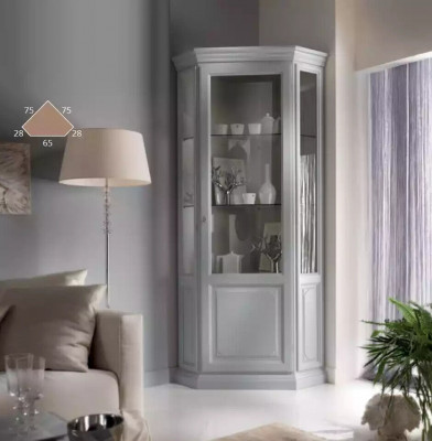 Eck Vitrinenschaf Wäiss Vitrinen Wunnzëmmer Klassesch Design Regal