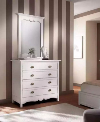 Italienesch Designer Miwwelen aus Holz, 2 Deeler Set Miwwelen Stil Luxus Kommode mat Spigel