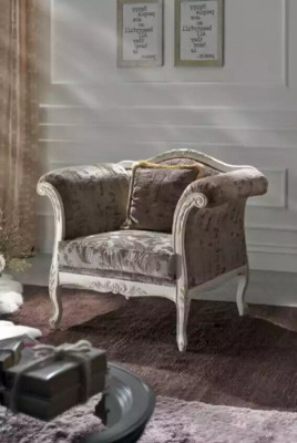 Fotell 1-Sëtz Polstersofa Design Luxus Textil Kanapé Grau Sofa Nei