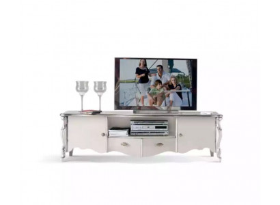 TV Ständer RTV Lowboard Klassesch Wäiss Holz Modern Wunnzëmmer Nei