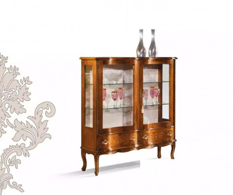 Glas Luxus Braun Holz Vitrin Exklusiv Wunnzëmmer Miwwel Neit
