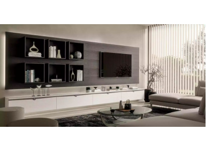 Design Wandhaff Regal Wunnzëmmer TV-Stänner Holz Wand Regaler Italien