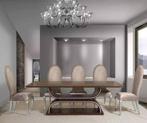 Komplett Set Iessdësch 6x Still Iesszëmmer Set Ess Grupp Holzdësch 7-deelech