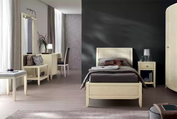 Luxus Schlofkummer Set Nuetsdësch Bett 2-Deel Komplett Set Design Ariichtung Nei