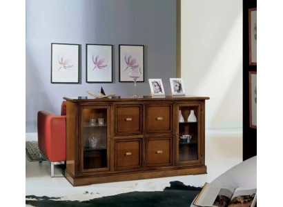 Wunnzëmmer Sideboard Glieserschaf Vitrinn Iesszëmmer Anricht Holz Miwwel