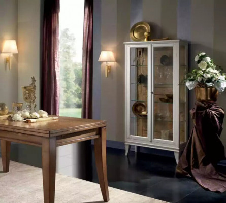 Vitrin Italienesch Luxus Miwwelen Vitrinen Glas Design Schaf Wäiss Nei