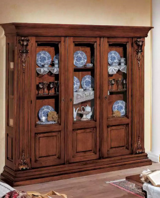 Glas Vitrin Holzkabinet Klassesch Komoud Miwwelen Regaler Massivholzkabinet