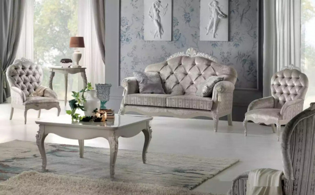 Sofagarnitur 2-Sëtzer Garnitur Samt Sesselkëssen Dësch Luxus Sofas Stoff
