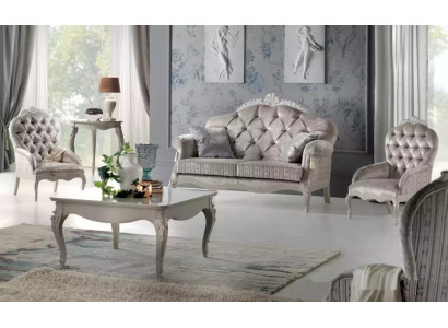 Sofagarnitur 2-Sëtzer Garnitur Samt Sesselkëssen Dësch Luxus Sofas Stoff