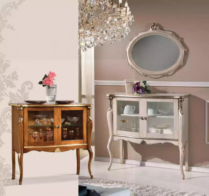 Klassesch Luxus Vitrine Wunnzëmmer Holz Miwwelen Vitrinn Design Miwwelen
