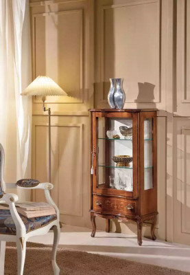 Klassesch Holzglasvitrin Luxus Wunnzëmmer Designer Glasvitrin Miwwelen
