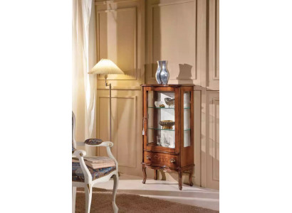 Klassesch Holzglasvitrin Luxus Wunnzëmmer Designer Glasvitrin Miwwelen