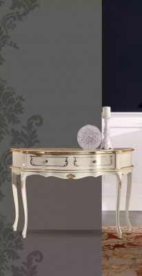 Weeße klassesche Konsolendësch Schlofzëmmer Holz Miwwel Barockstil