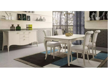 Iesszëmmer Set Wäiss Iessdësch 4x Still Sideboard Elegantes Design Nei 6tlg.