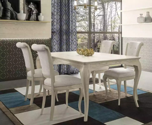 Iesszëmmer Set Wäiss Iessdësch 4x Still Sideboard Elegantes Design Nei 6tlg.