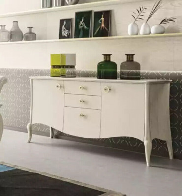 Iesszëmmer Set Wäiss Iessdësch 4x Still Sideboard Elegantes Design Nei 6tlg.