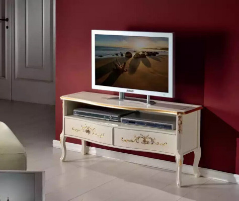Klassesche wäisse RTV-Schaf, Holzmiwwelen, Wunnzëmmer Konsole Design