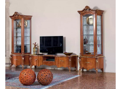 Klassesch Fernsehsstänner Luxus 2x Vitrin Wunnzëmmer Miwwelen Wunnwand Holz
