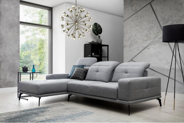 L-Form Ecksofa Stoff Sëtz Garnitur Designer Wunnlandschaft Textil Couch Sofa Nei