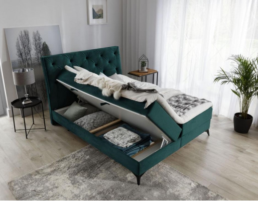 Luxus Boxspringbett Stoff Hotel Grün Better Schlofzëmmer Miwwelen Design Samett Nei
