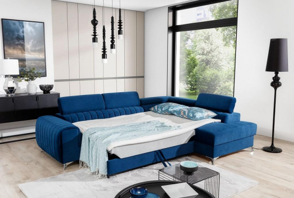 Canapé mat Bettergeschoss & Schlofffunktion Eckcouch Stëffcanapé Textil Canapé Canapéen Nei