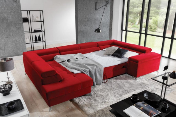 U-Form Ecksofa Stoff Sëtz Garnitur Designer Wunnlandschaft Textil Couch Sofa Neit