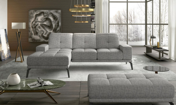 Designer Sofa Canapé Ecksofa Textilstoff Polster Garnitur Wohnlandschaft L-Form Blo.