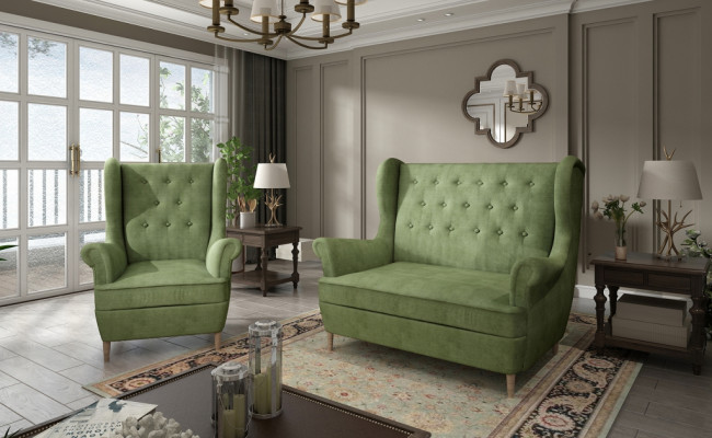 Chesterfield Couch Gepolstert 2+1 Sëtz Polstermöbel Couchen Sofagarnitur Sofas