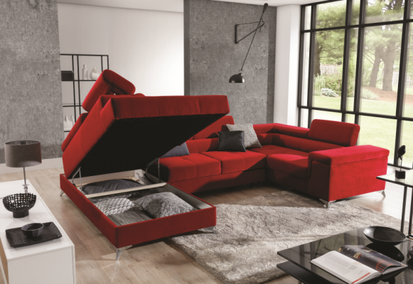 Ecksofa U-Form Sofa Canapé Design Polster Schloofsofa Bettfunktioun Wunnlandschaft