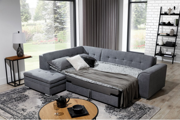 Ecksofa L-Form Designer Wunnlandschaft Sofa Canapé Polster Sëtz Garnitur Textil