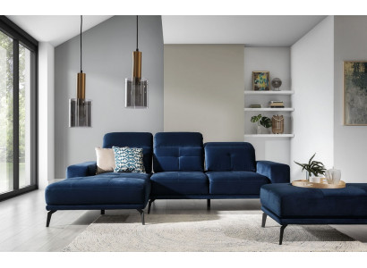 Designer Sofa Canapé Ecksofa Textilstoff Polster Garnitur Wohnlandschaft L-Form Blo.