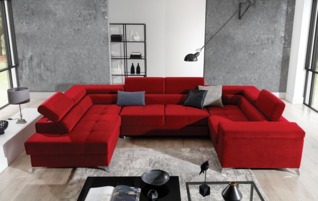 Ecksofa U-Form Sofa Canapé Design Polster Schloofsofa Bettfunktioun Wunnlandschaft