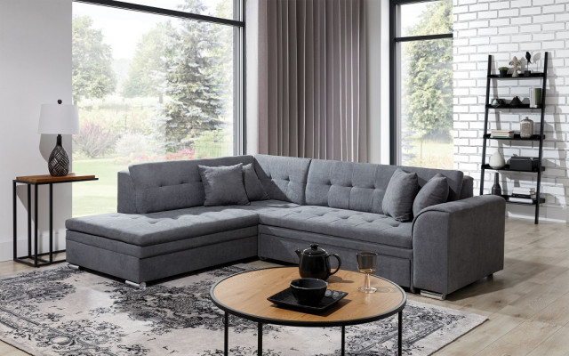Ecksofa L-Form Designer Wunnlandschaft Sofa Canapé Polster Sëtz Garnitur Textil