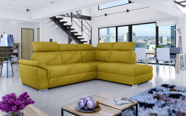 Stoff Ecksofa L-Form Sofa Couch Design Polster Modern Textil Bettfunktioun nei